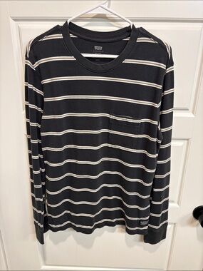 Levi's Charcol Long Sleeve Striped Pocket Tee